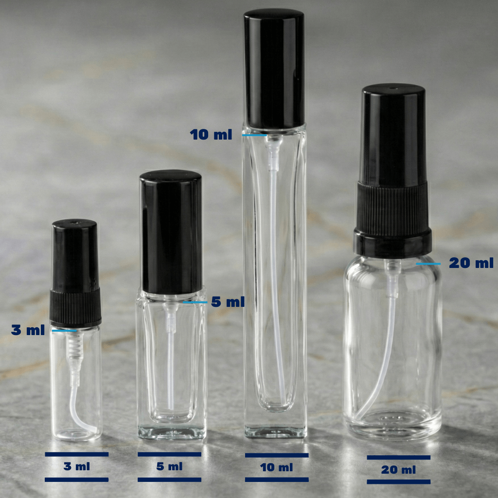 Szklane fiolki z atomizerami Reverie Scents – odlewki perfum 3ml 5ml 10ml 20ml